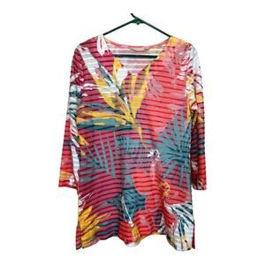 Soft Surroundings Beachy Boho Blouse Shirt Top Hippie Vivid Bright Small Comfy